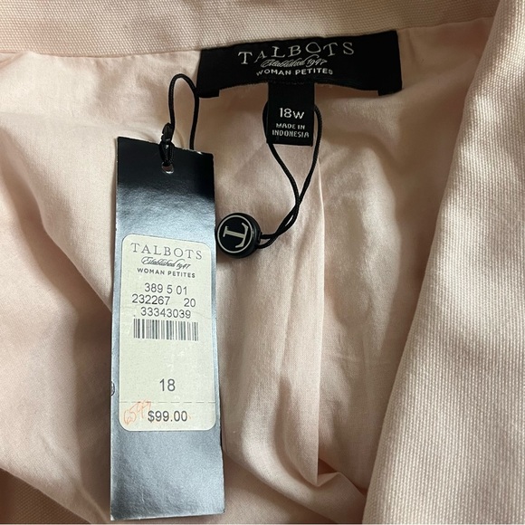 Talbots | New pastel pink peplum lightweight jacket/blazer Women size 18W petite - Picture 6 of 9